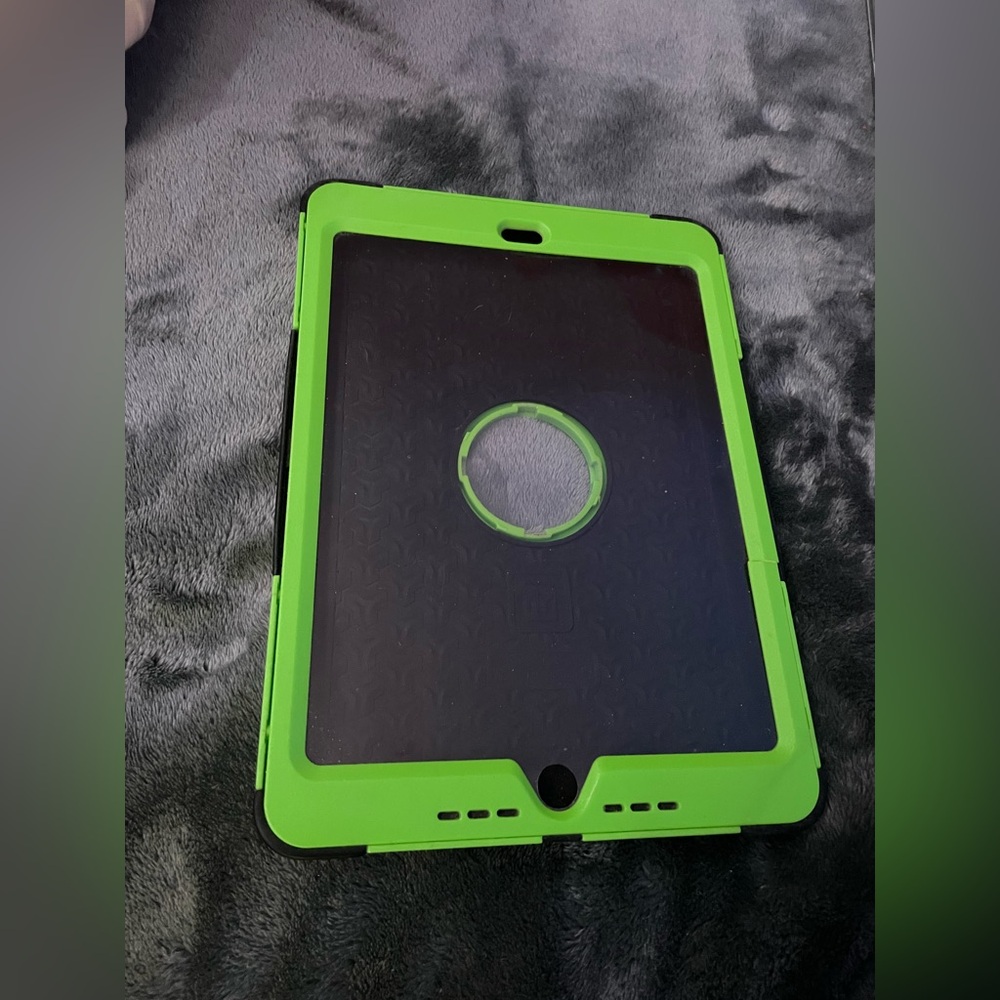 iPad Air Waterproof Case, Lime Green with Rubber siding for protection.